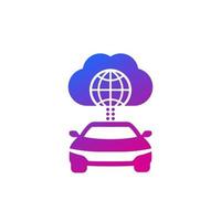 coche autónomo, conectado al icono de la nube vector