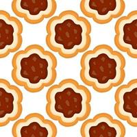 big set identical biscuit, kit colorful pastry cookie vector