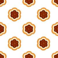 big set identical biscuit, kit colorful pastry cookie vector