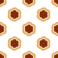 big set identical biscuit, kit colorful pastry cookie vector