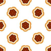 big set identical biscuit, kit colorful pastry cookie vector