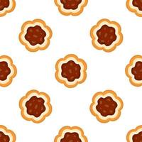 big set identical biscuit, kit colorful pastry cookie vector