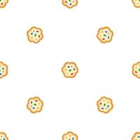 big set identical biscuit, kit colorful pastry cookie vector