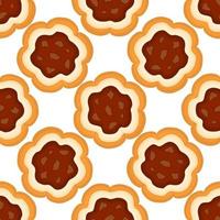 big set identical biscuit, kit colorful pastry cookie vector