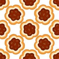 big set identical biscuit, kit colorful pastry cookie vector