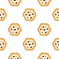 big set identical biscuit, kit colorful pastry cookie vector