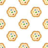 big set identical biscuit, kit colorful pastry cookie vector