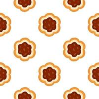 big set identical biscuit, kit colorful pastry cookie vector