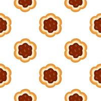 big set identical biscuit, kit colorful pastry cookie vector