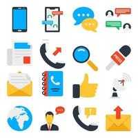 Pack of Communication Flat Icons vector