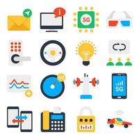 Pack of Communication and Big Data Flat Icons vector