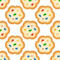 big set identical biscuit, kit colorful pastry cookie vector