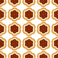 big set identical biscuit, kit colorful pastry cookie vector