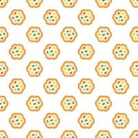 big set identical biscuit, kit colorful pastry cookie vector