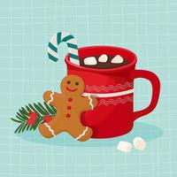 Hot chocolate with marshmallow and gingerbread cookie