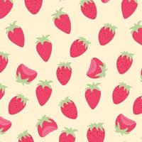 Seamless pattern of fresh strawberries. Vector cartoon background.