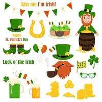 St.Patrick's Day vector icons set isolated on white background.