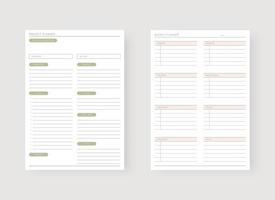 Project and weekly planner template. vector