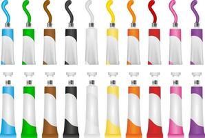 isolated colorful tempera tubes vector