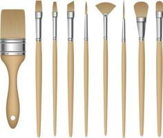 set of isolated painting brushes vector