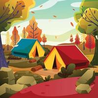 Camp in the Forest Landscape vector