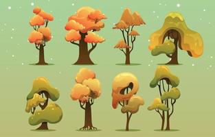 Set of Various Autumn Trees vector