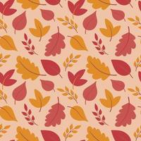 Cute autumn seamless pattern background with colorful falling leaves. vector