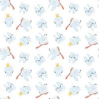 Seamless pattern with cute teeth on a white background vector
