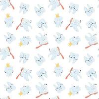 Seamless pattern with cute teeth on a white background vector