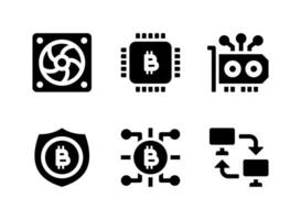 conjunto simple de iconos sólidos vectoriales relacionados con criptomonedas vector