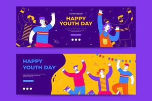 Happy international youth day banner template vector