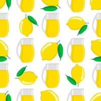 Ilustración sobre el tema de la limonada de color grande en jarra de limón vector