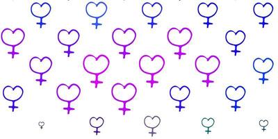 patrón de vector rosa claro, azul con elementos de feminismo.