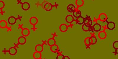 Light Green, Red vector backdrop with woman's power symbols.