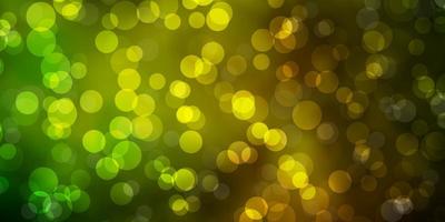 Dark Green, Yellow vector texture with circles.