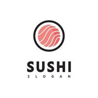 barra o tienda de la ilustración del estilo del icono del logotipo, sushi, rollo de salmón onigiri vector