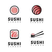 barra o tienda de la ilustración del estilo del icono del logotipo, sushi, rollo de salmón onigiri vector