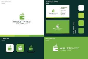 wallet logo shape and growth, finance and investment logo vector