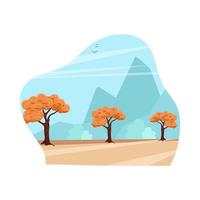 paisaje otoñal de las montañas árboles e ilustración de la naturaleza vector