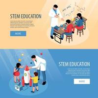 STEM Horizontal Banners Set Vector Illustration