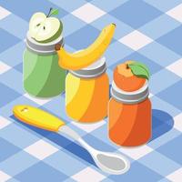 Baby Feeding Isometric  Background Vector Illustration