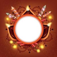 Diwali Lanterns Circle Frame Vector Illustration