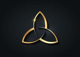 triquetra logo de oro, nudo de la trinidad, símbolo celta pagano vector