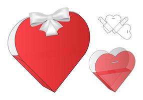 Heart Shape Box packaging die cut template design. 3d mock-up vector