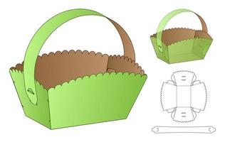 diseño de plantilla troquelada de embalaje de caja. Maqueta 3d vector