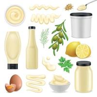 Realistic Mayonnaise Set Vector Illustration