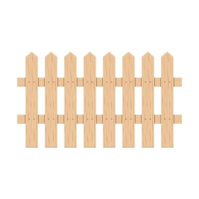 Wooden garden fence of planks on white background, vector illustration