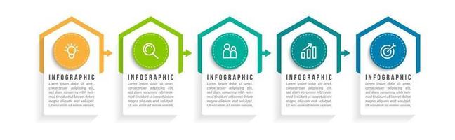 Diseño de concepto de negocio infográfico con iconos y 5 opciones o pasos. vector