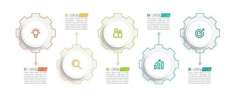 Diseño de concepto de negocio infográfico con iconos y 5 opciones o pasos. vector