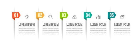 Abstract Elements of Graph, Diagram with 5 Processes vector